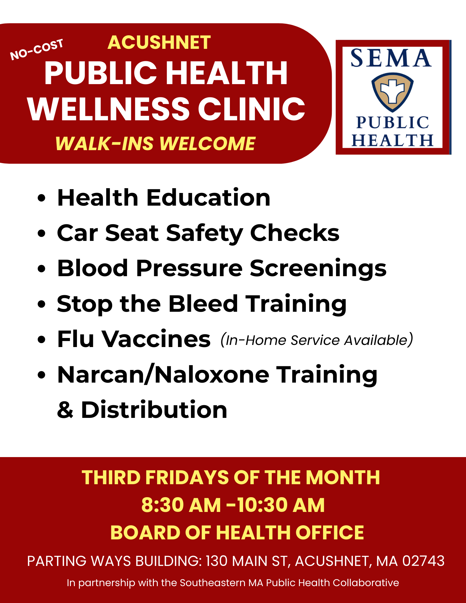Acushnet Wellness Clinic Flyer Final