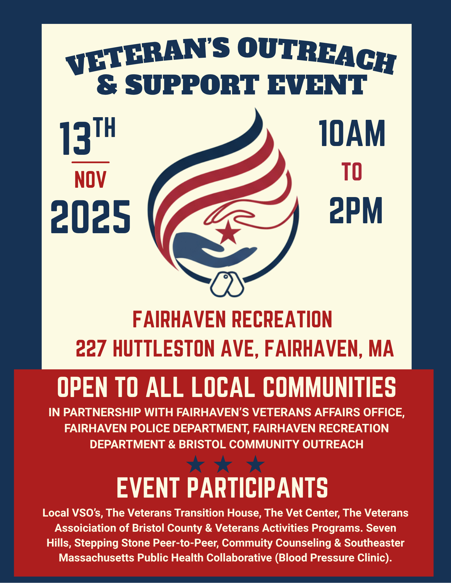 Fairhaven Veteran's Outreach & Support Event Fairhaven Veteran's Outreach & Support Event