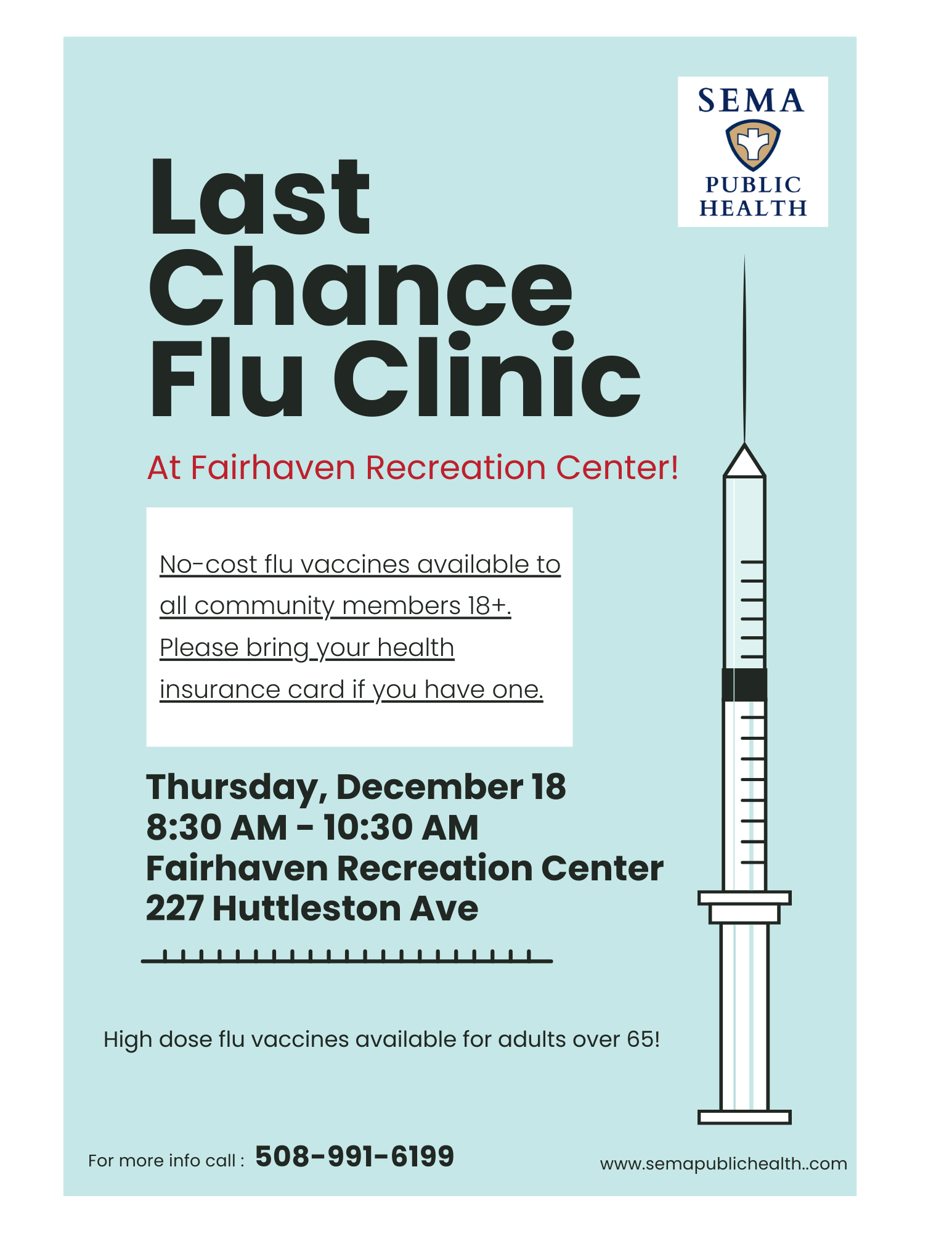 Last Chance Flu Clinic 12.18 Last Chance Flu Clinic 12.18