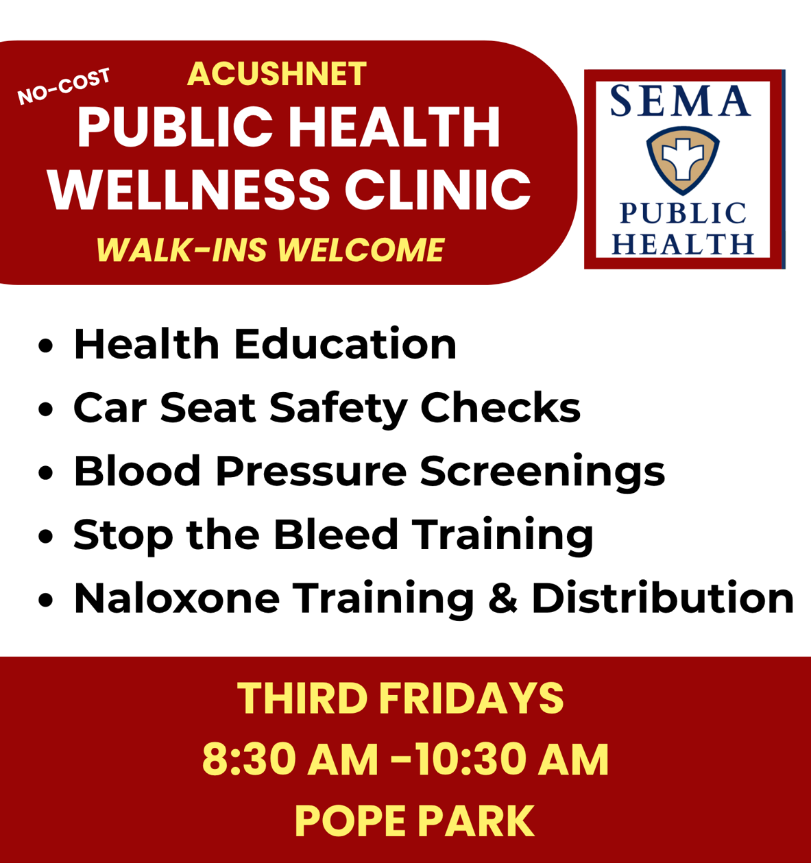 Acushnet Pope Park Wellness Clinics